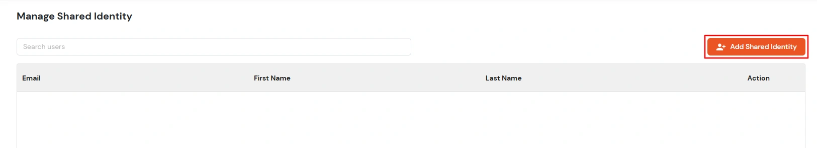 miniOrange Identity Platform Admin Handbook: Click Add Shared Identity
