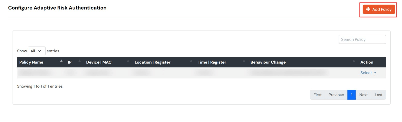 Adaptive Authentication: Add Policy