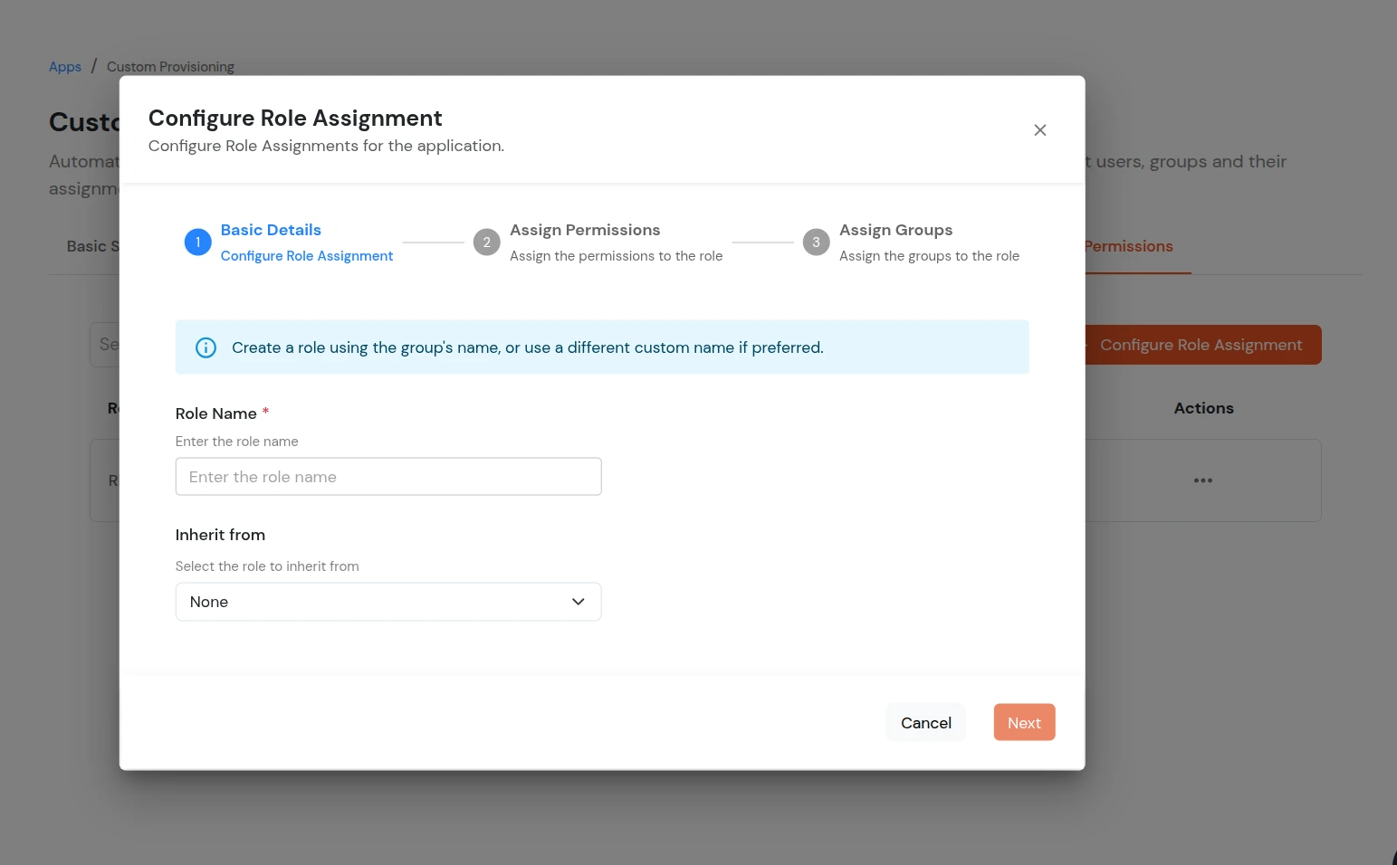 Custom Provisioning App - Click on Configure Role Assignment