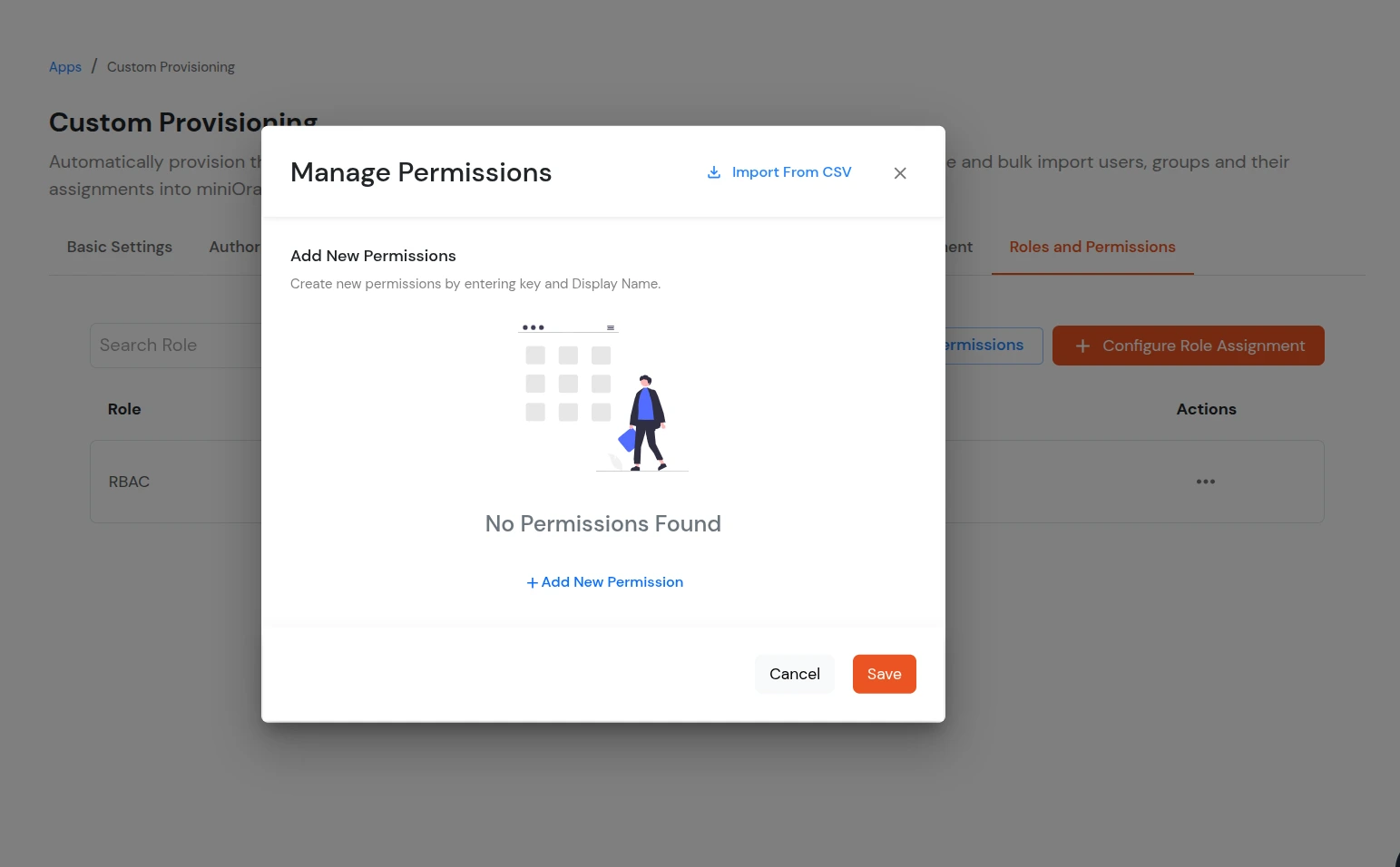 Custom Provisioning App - Click On Permissions