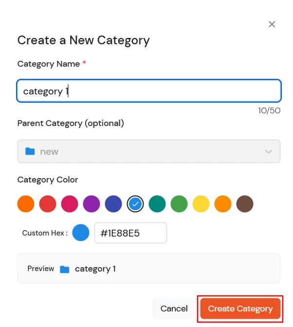 miniOrange Identity Platform Admin Handbook: Create the child category