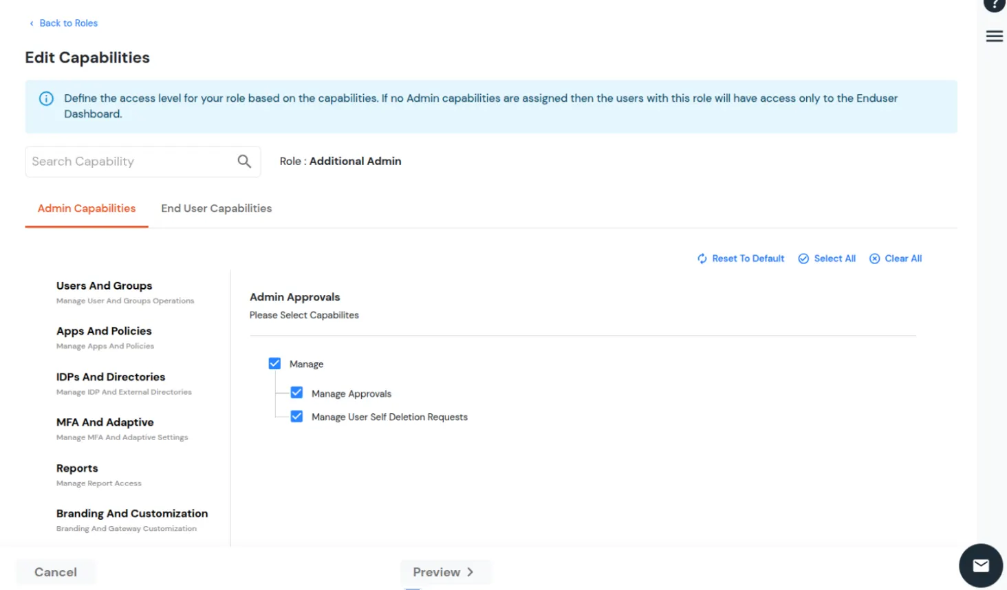 Edit Admin Capabilities