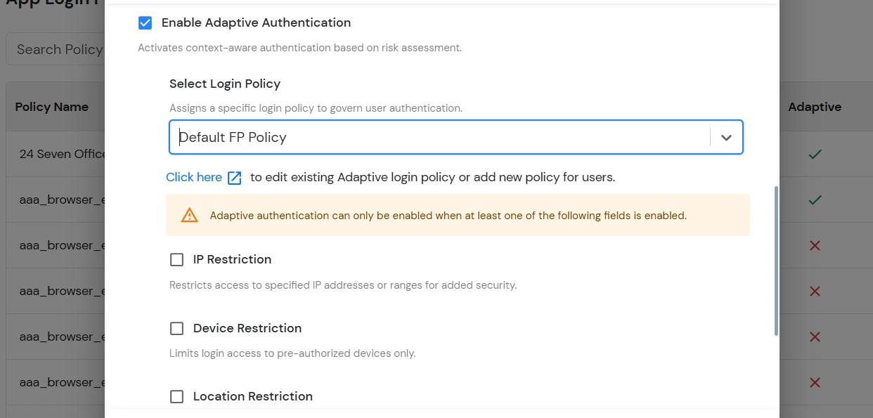 miniorange Identity Platform Admin Handbook: Policy Details