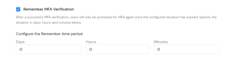 Enable Remember MFA Verification