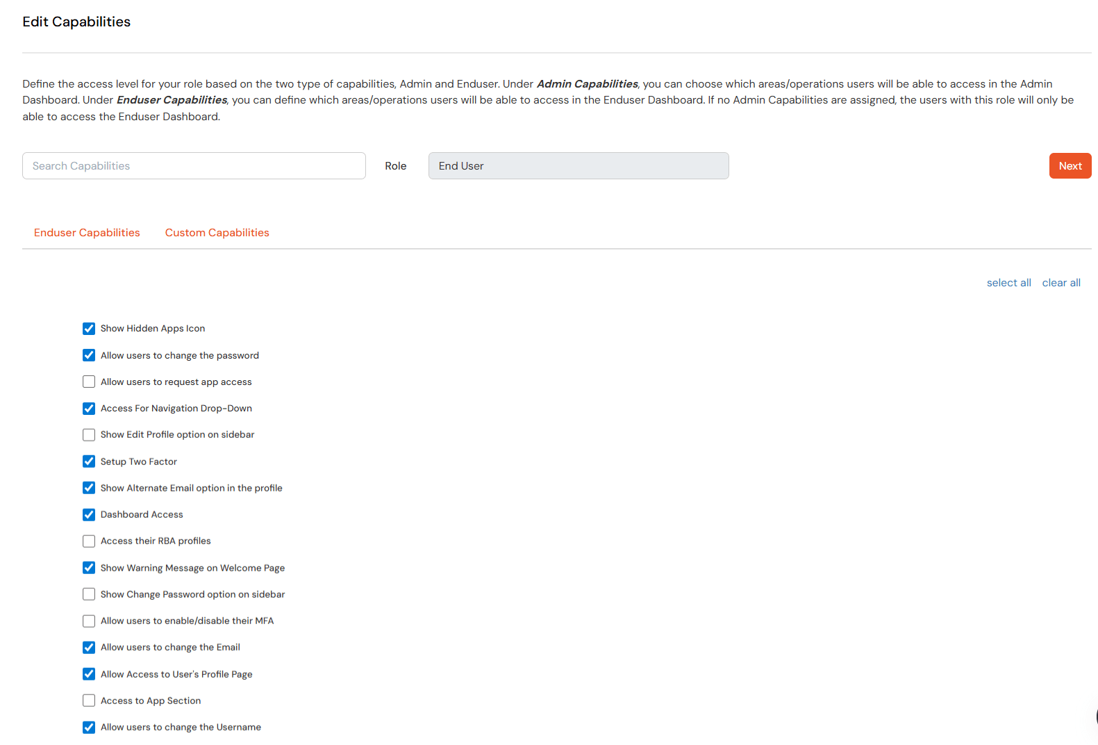 miniOrange Identity Platform Admin Handbook: Enduser Roles