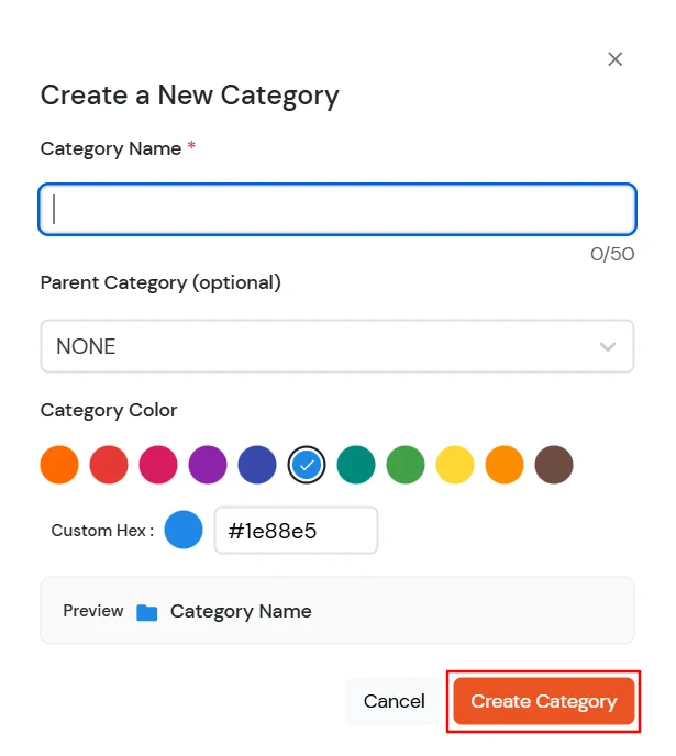 miniOrange Identity Platform Admin Handbook: Enter category details