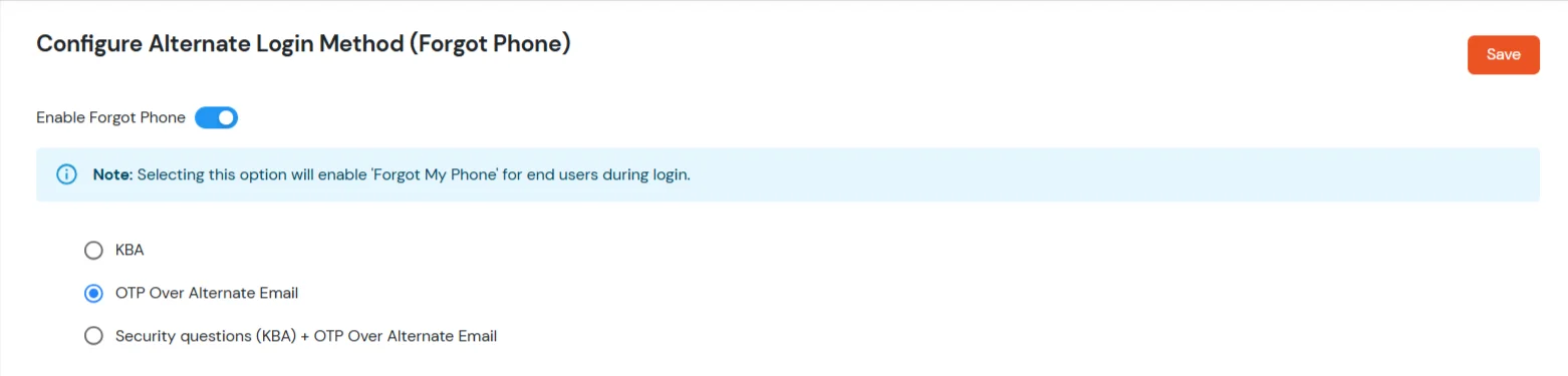 miniOrange Identity Platform Admin Handbook: Forgot Phone Settings