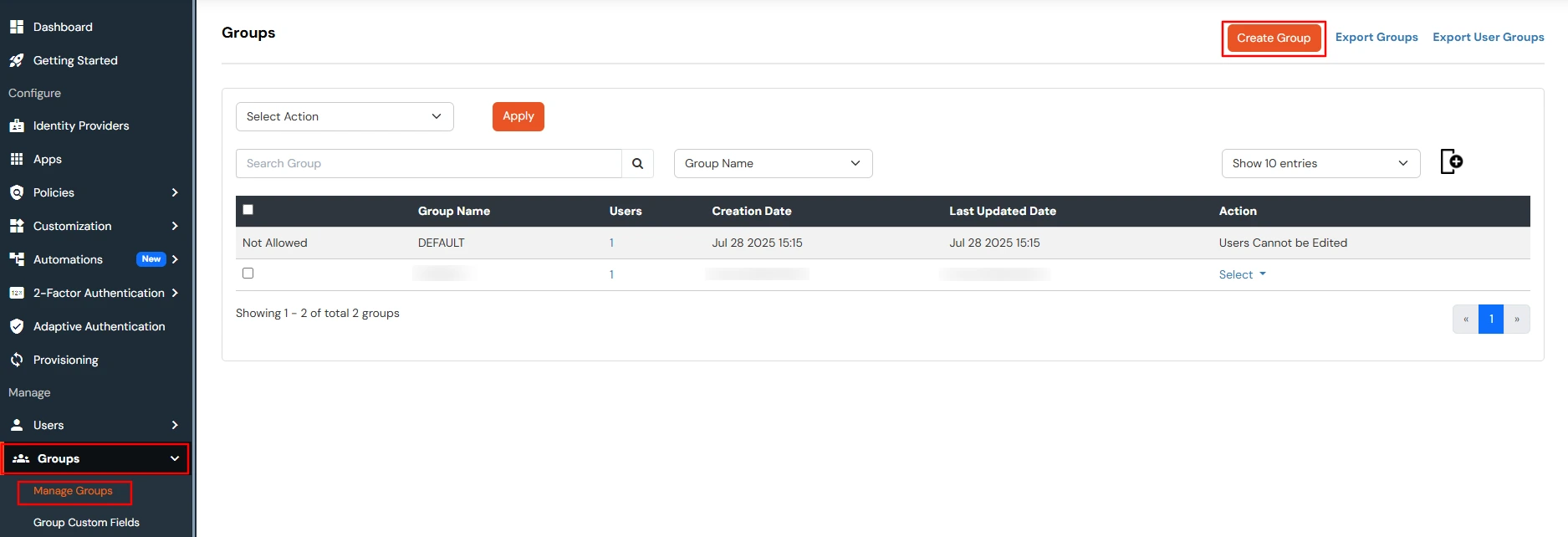 Custom Provisioning App - Create Group