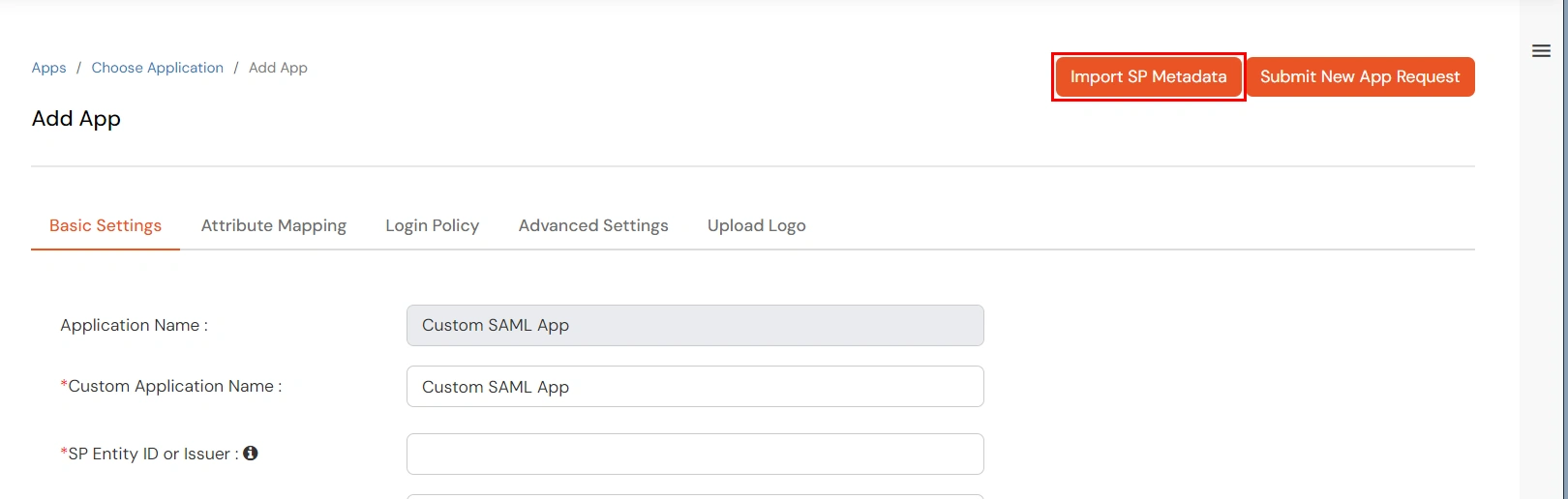 miniOrange Identity Platform Partner Portal Handbook: Import SP Metadata