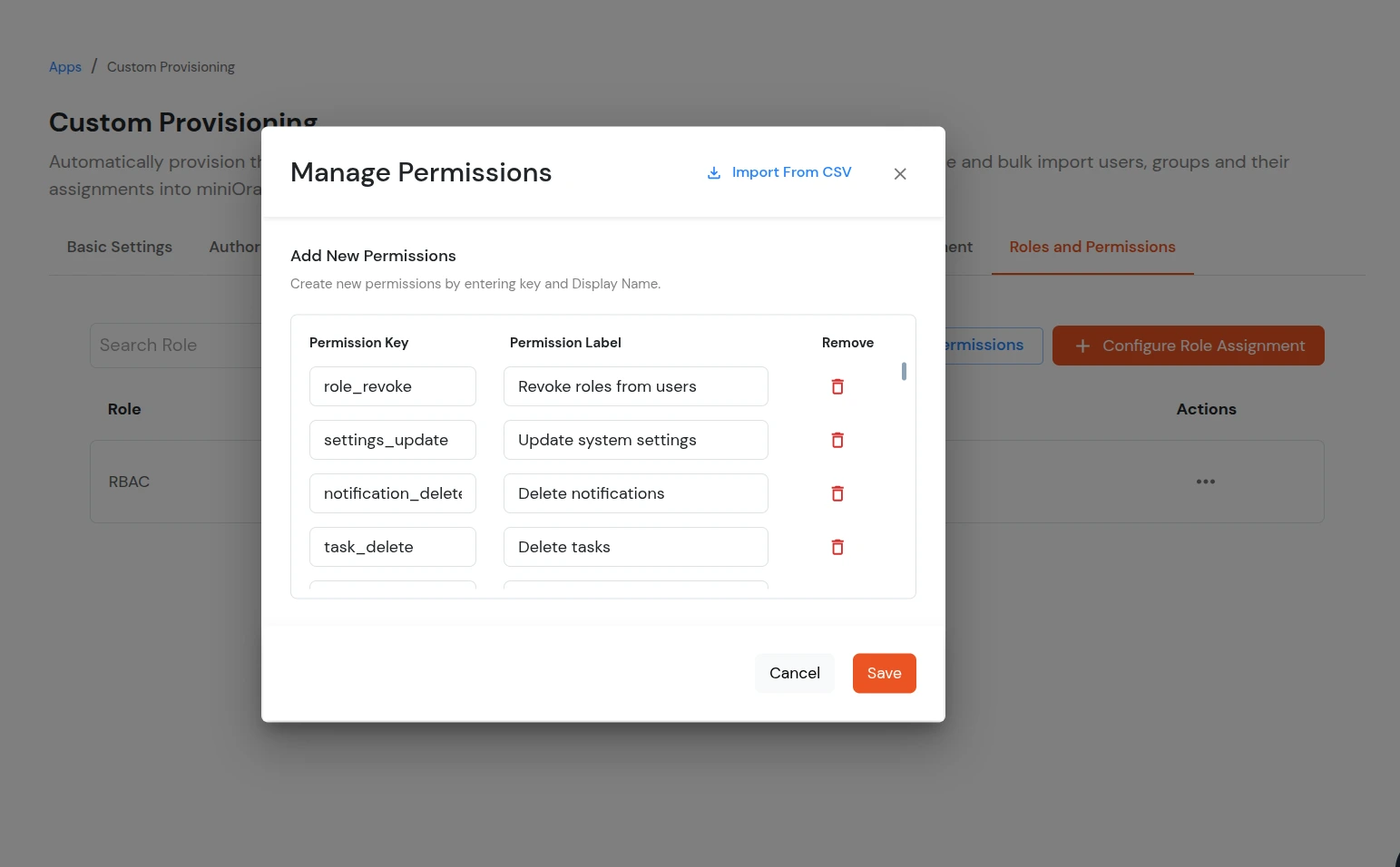 Custom Provisioning App - Select Roles and Permissions