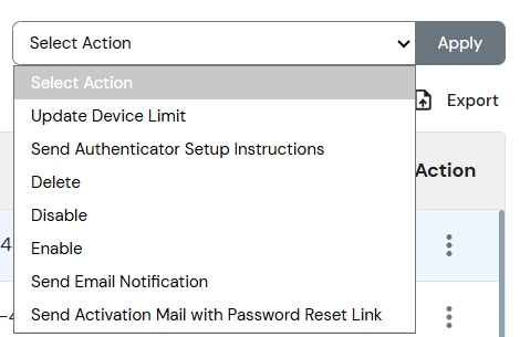 miniOrange Identity Platform Admin Handbook: multiple user action