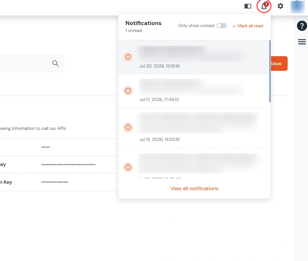 miniOrange Identity Platform Admin Handbook: Notification panel
