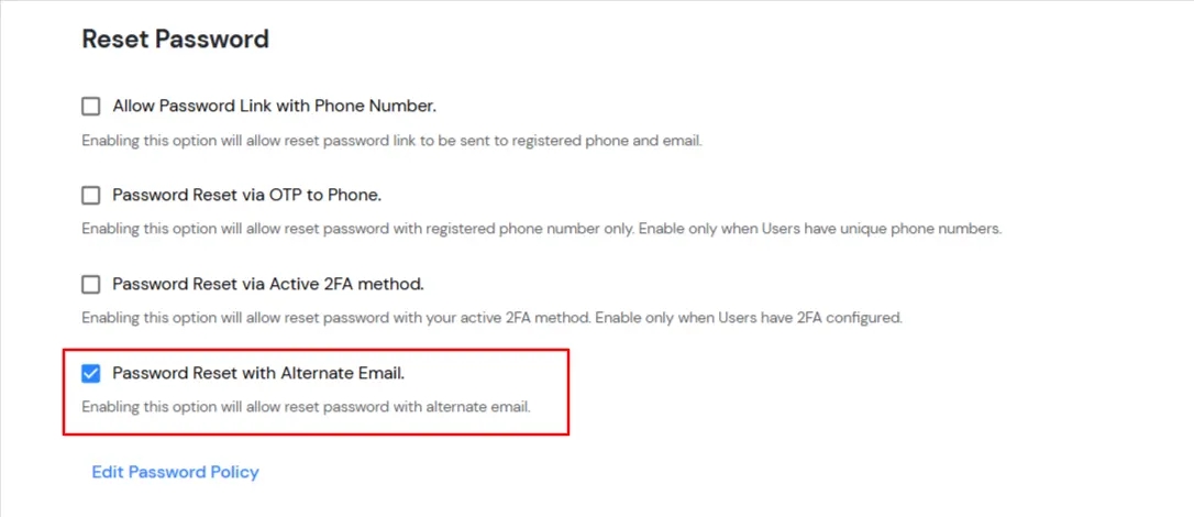 Password recovery via email