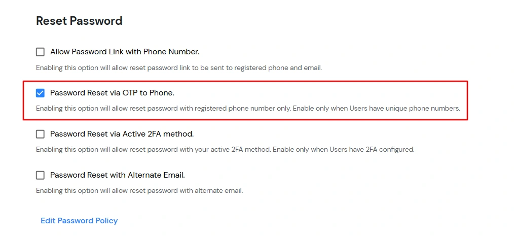 Password recovery via phone