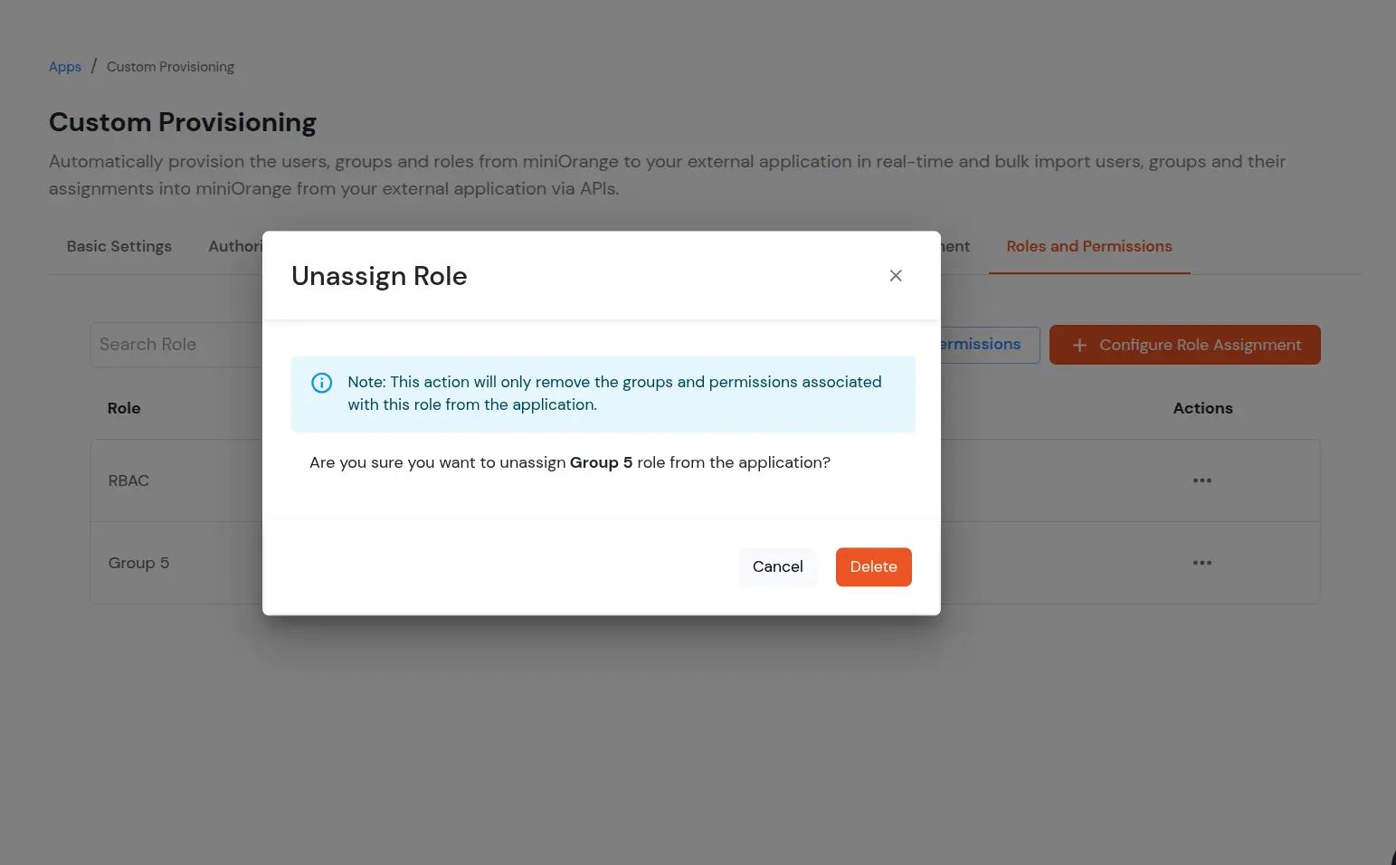 Custom Provisioning App - Removed Assign Groups