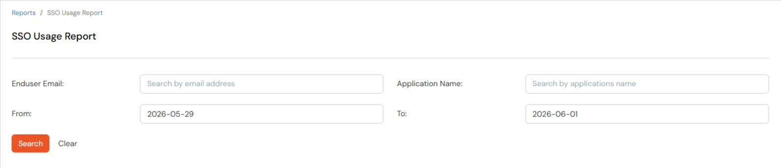 miniOrange Identity Platform Admin Handbook: SSO Usage Report filters