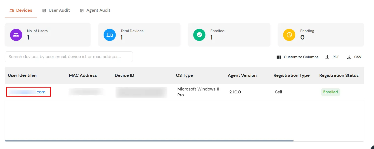 miniOrange Identity Platform Admin Handbook: Review Device Table