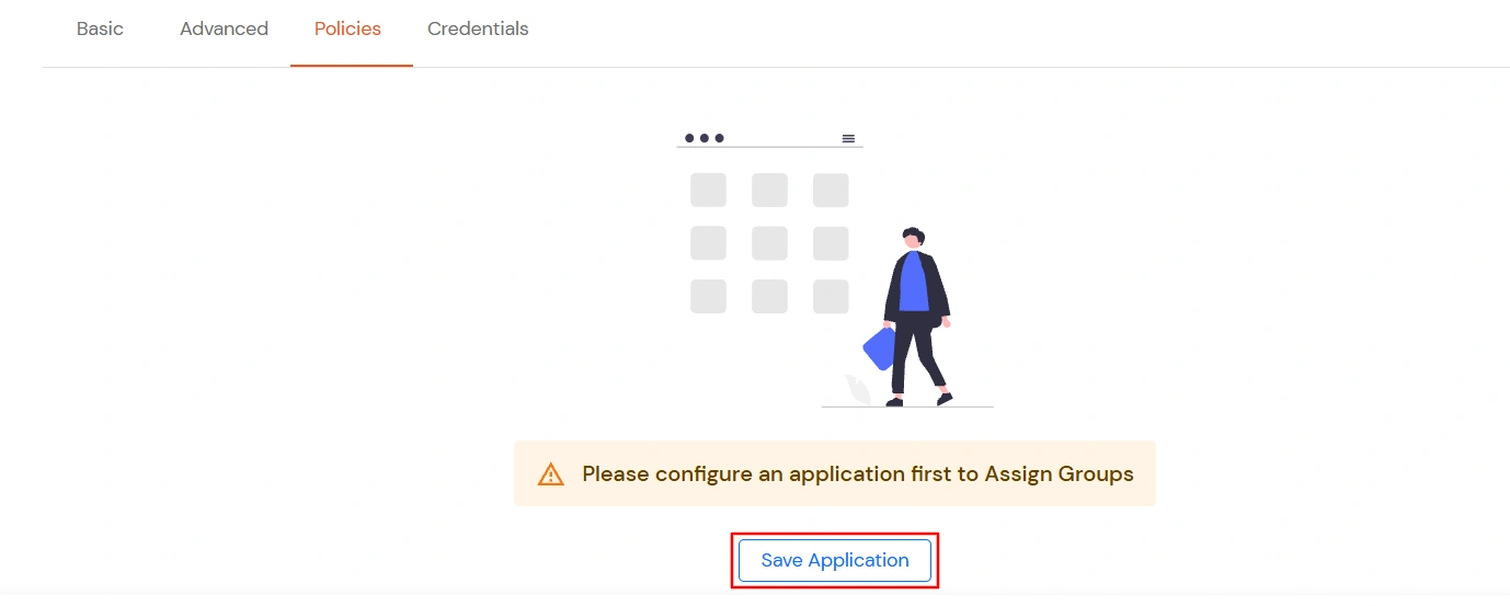Zoho Docs Single Sign-On (SSO) save application before policy configuration