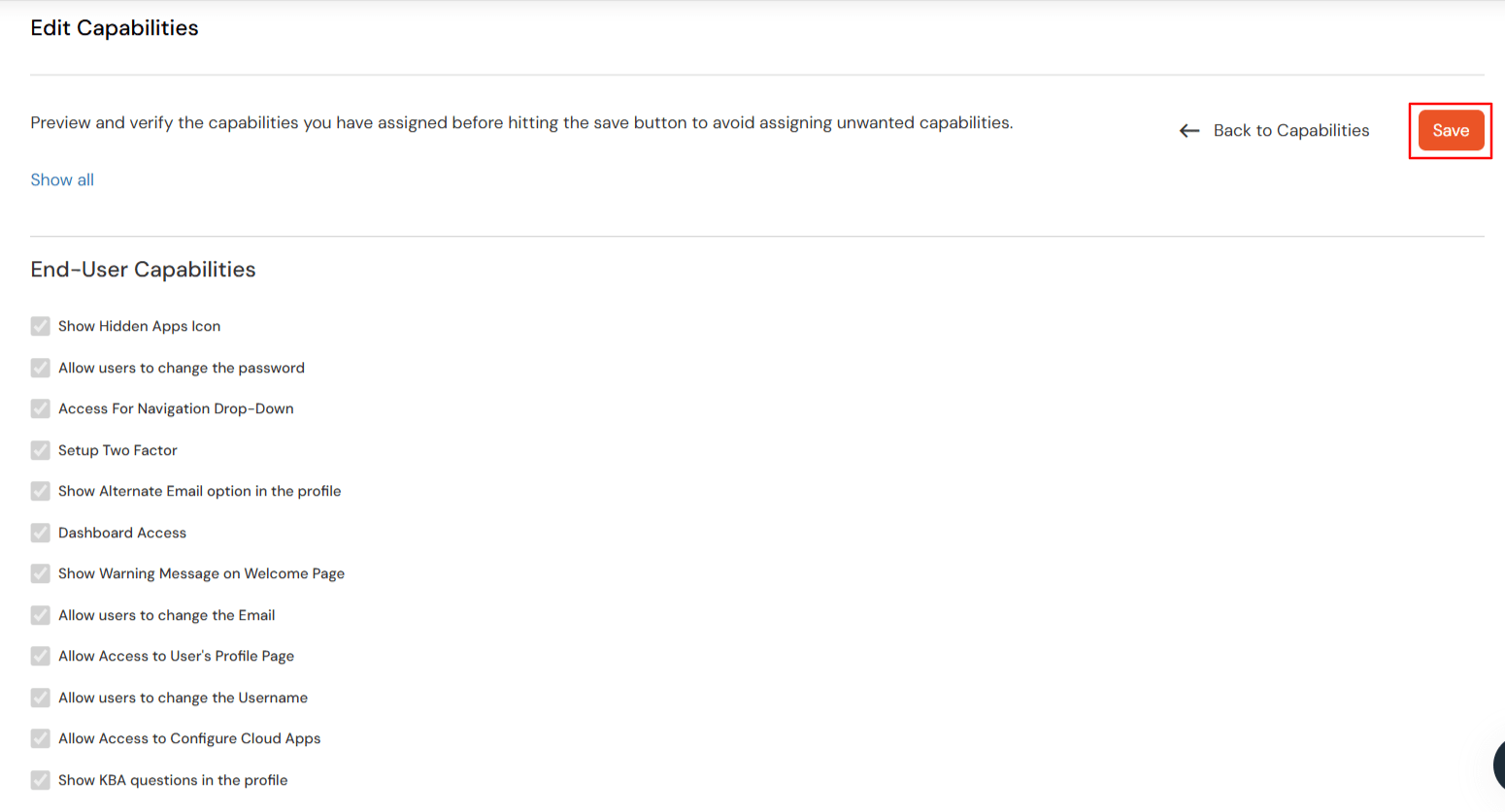 miniOrange Identity Platform Admin Handbook: Save Roles