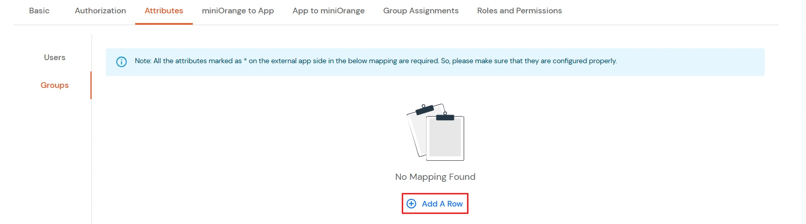miniOrange Identity Platform Admin Handbook: SCIM Provisioning Switch to Group tab, click on Add A Row link
