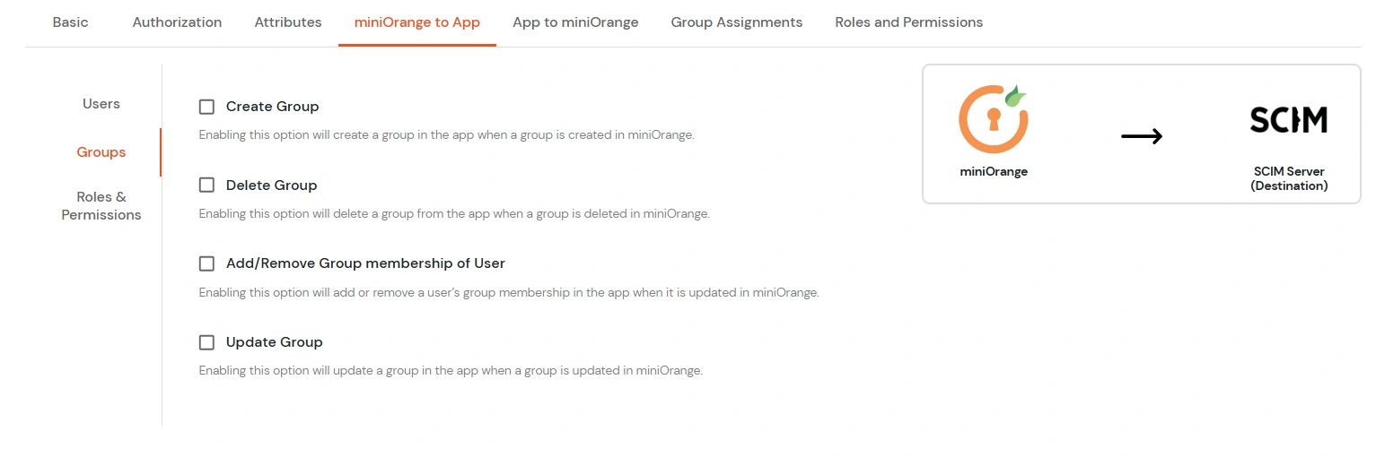 miniOrange Identity Platform Admin Handbook: SCIM Provisioning Enable appropriate option for groups creation