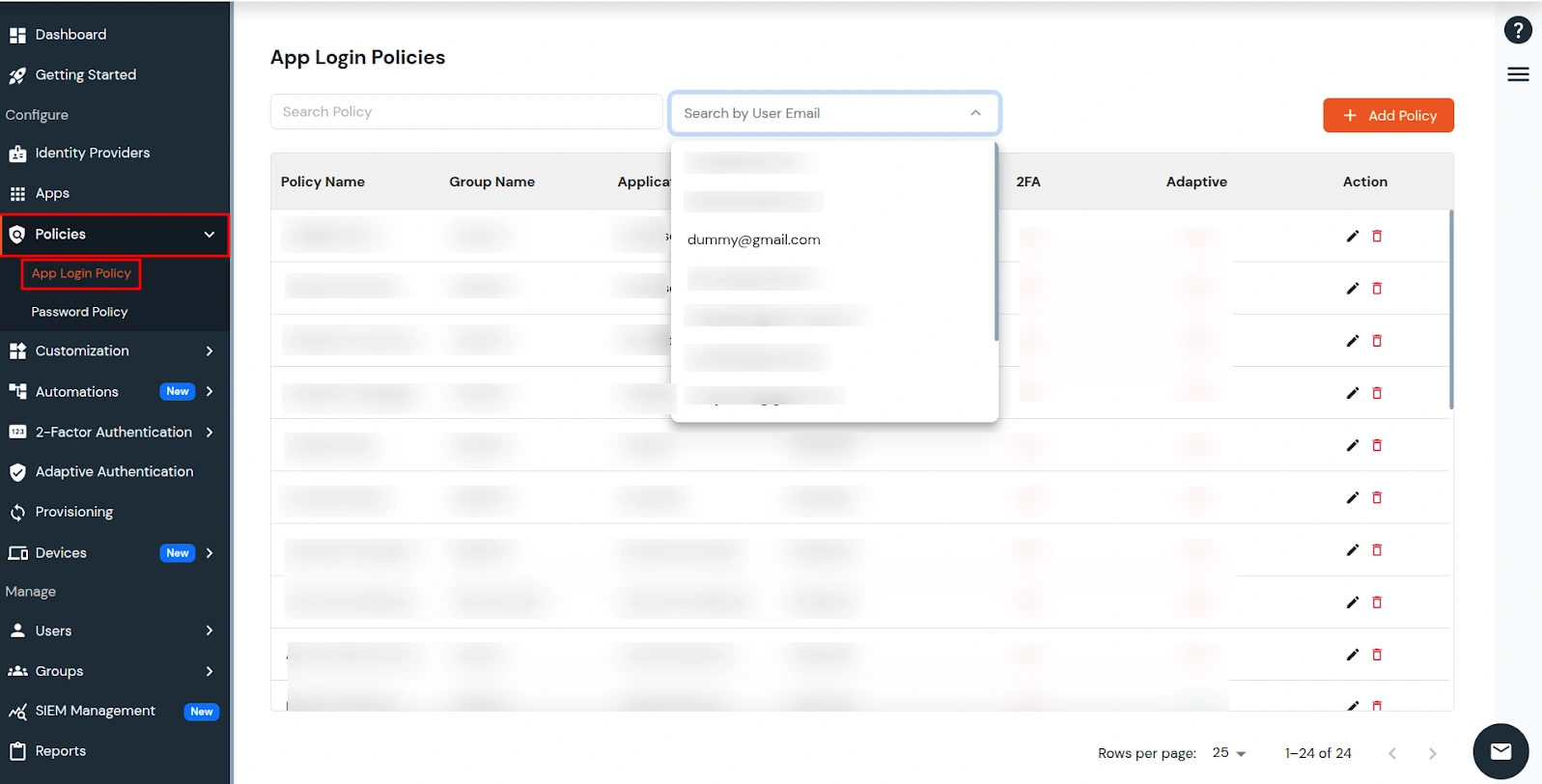 miniOrange Identity Platform Admin Handbook: Search by User Email