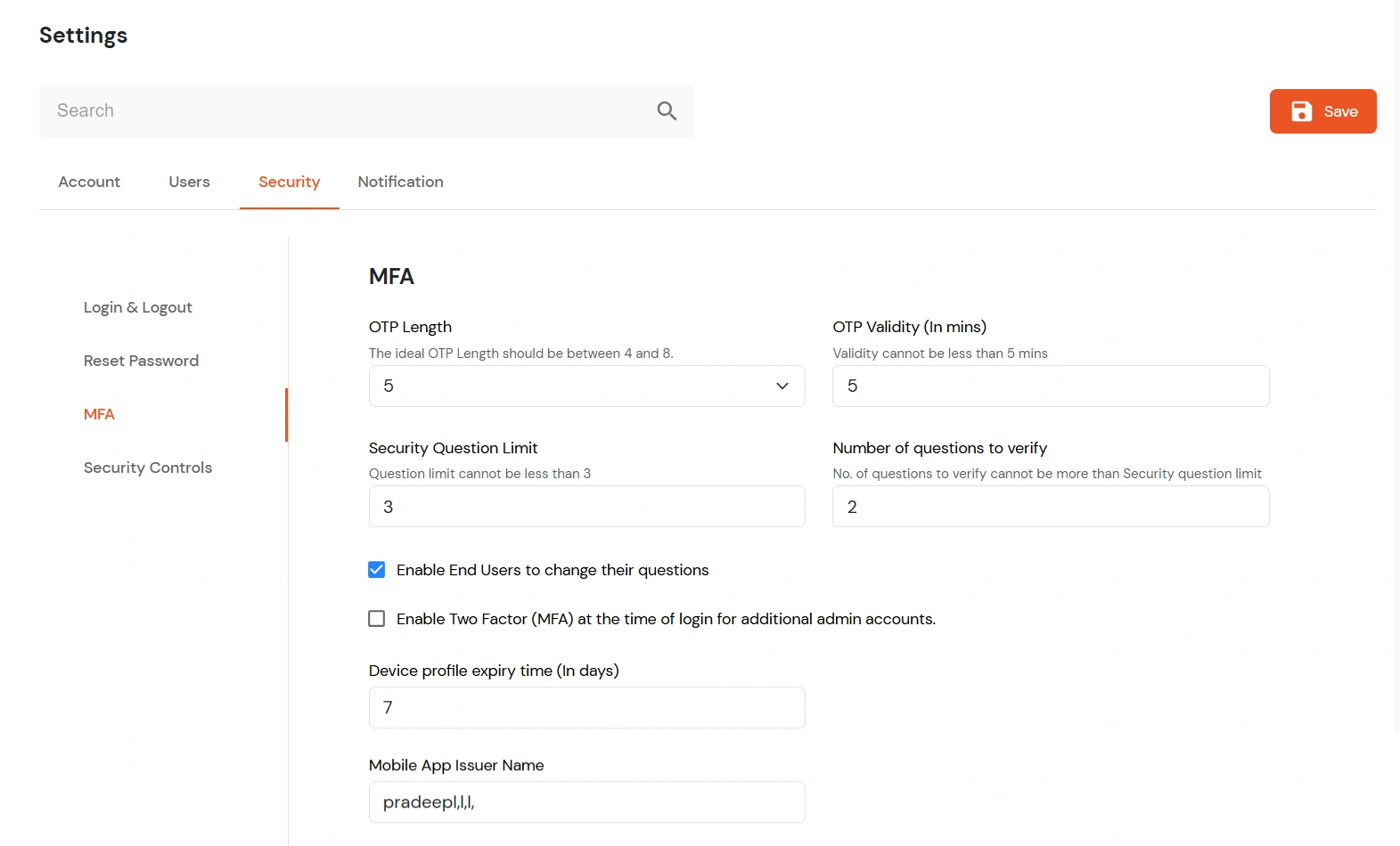 IDP product global setting