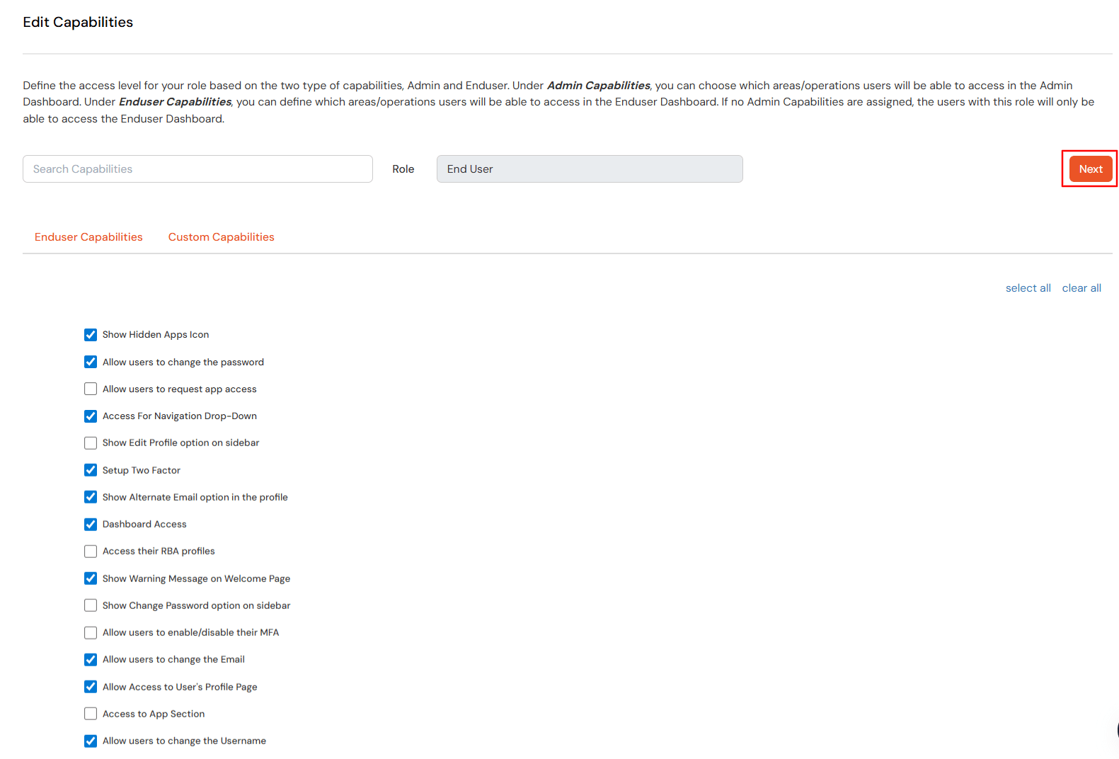 miniOrange Identity Platform Admin Handbook: Select Roles