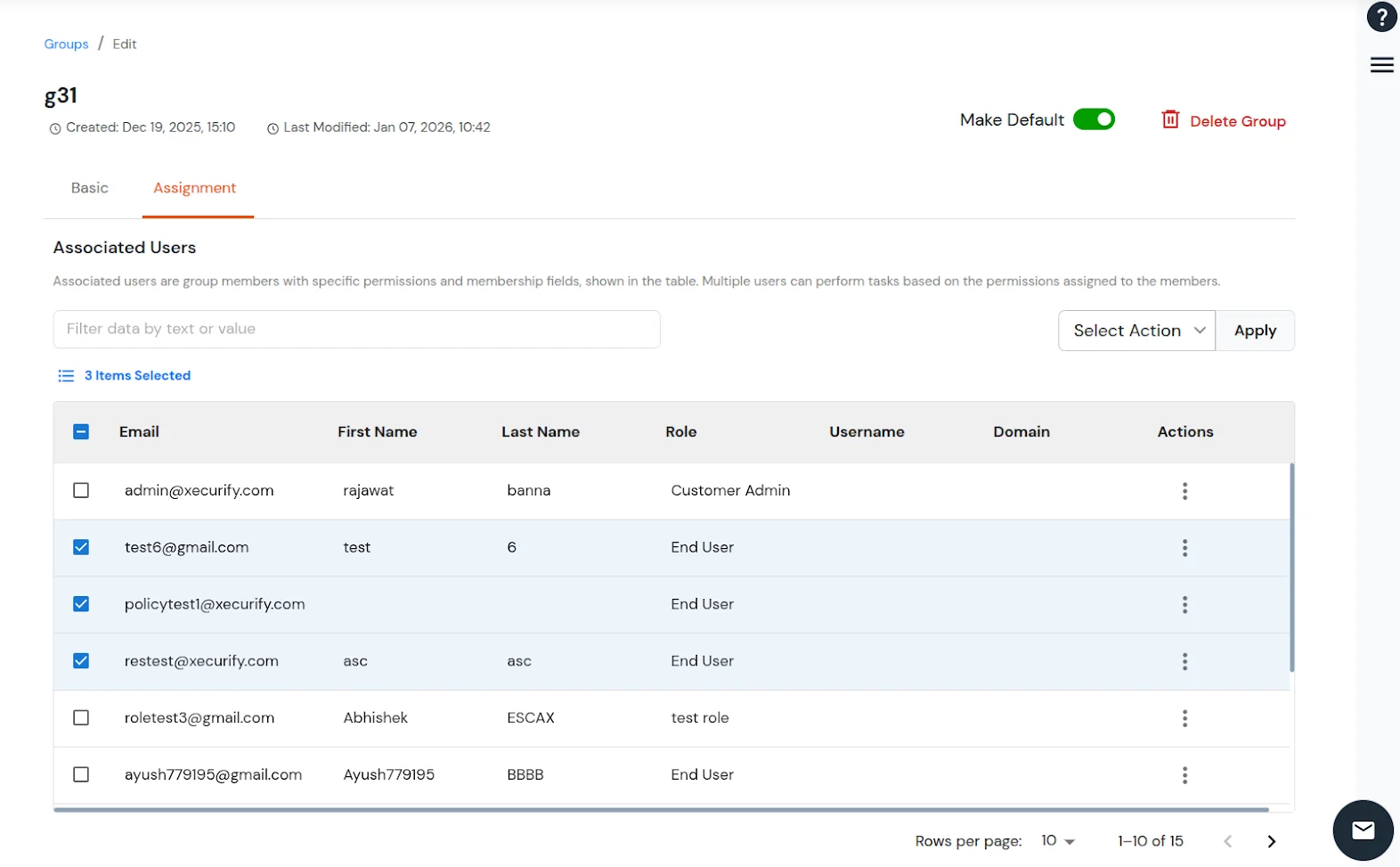 miniOrange Identity Platform Admin Handbook: Check users to remove