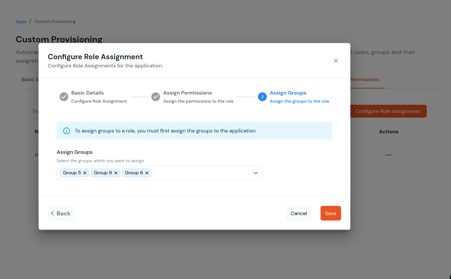 Custom Provisioning App - Select the Groups Which you want to assign