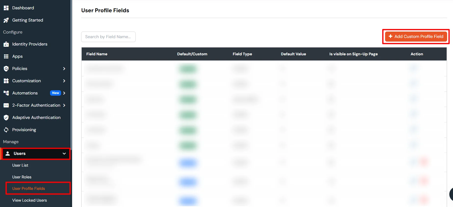 miniOrange Identity Platform Admin Handbook: User Profile fields