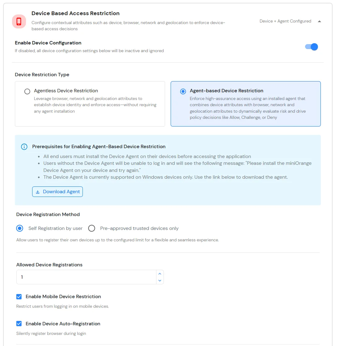 Adaptive Access Policy: Self Registration by User