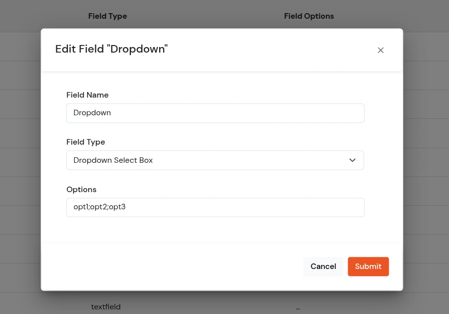 miniOrange Identity Platform Admin Handbook: Update label, field type, and field options 
