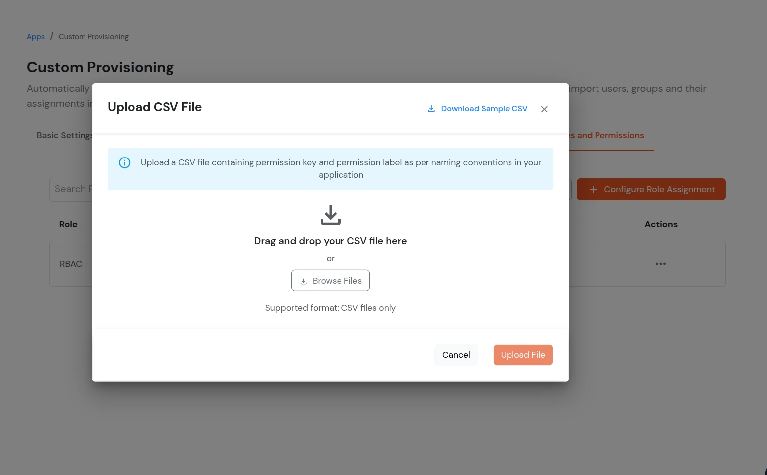 Custom Provisioning App - Import CSV File
