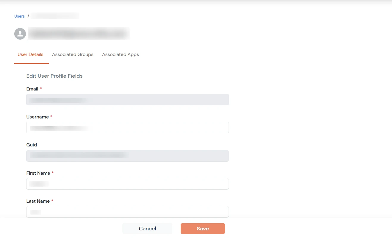miniOrange Identity Platform Admin Handbook: User Details tab