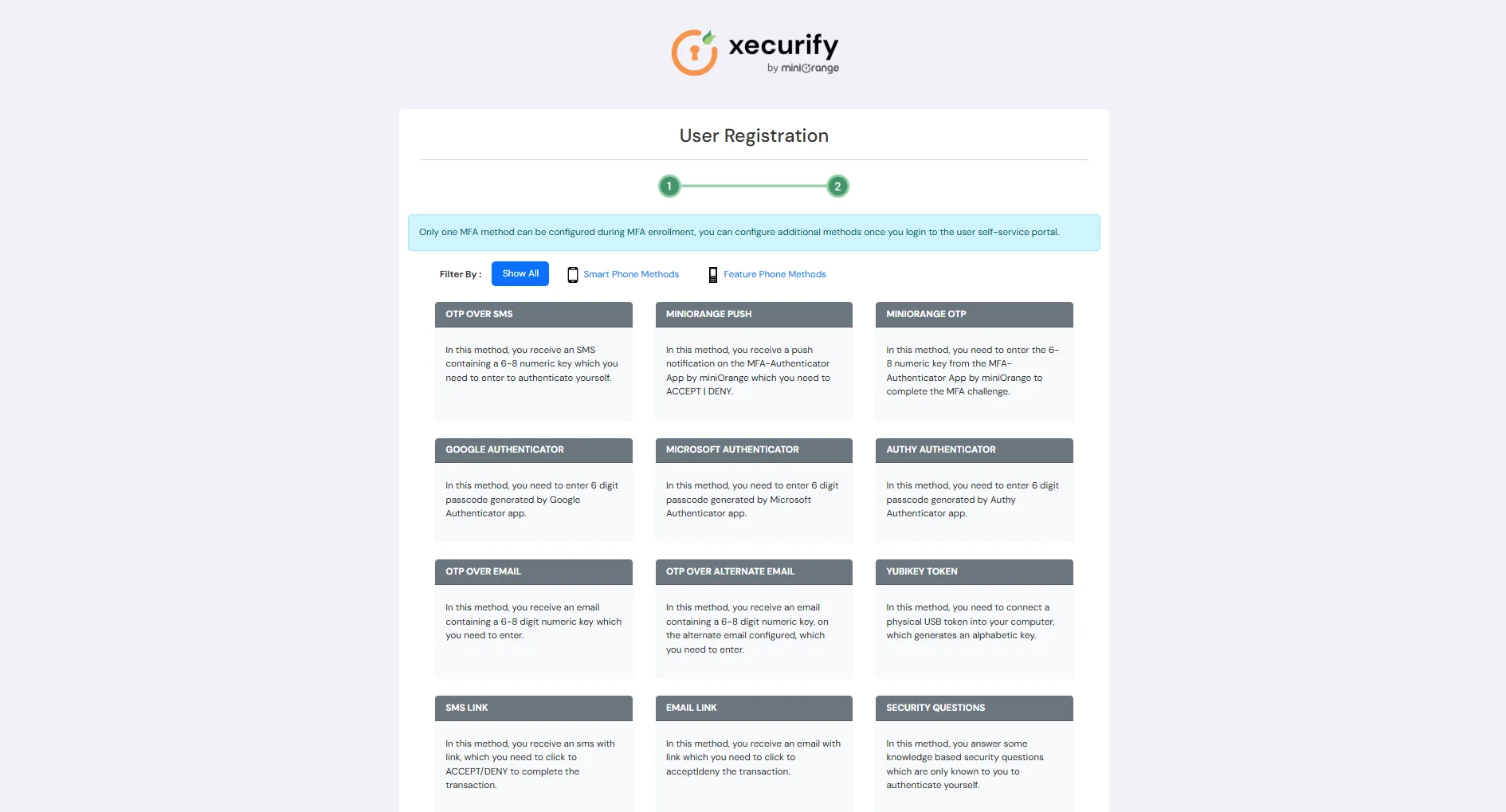 miniOrange Identity Platform Admin Handbook: User Registration page