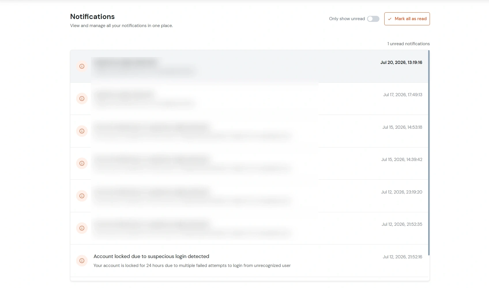 miniOrange Identity Platform Admin Handbook: View all notifications