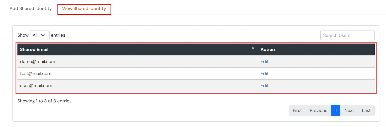 miniOrange Identity Platform Admin Handbook: View Shared Identity Option 