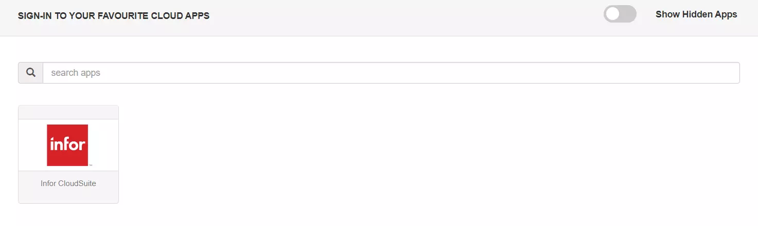 Infor CloudSuite Single Sign-On (SSO) manage apps