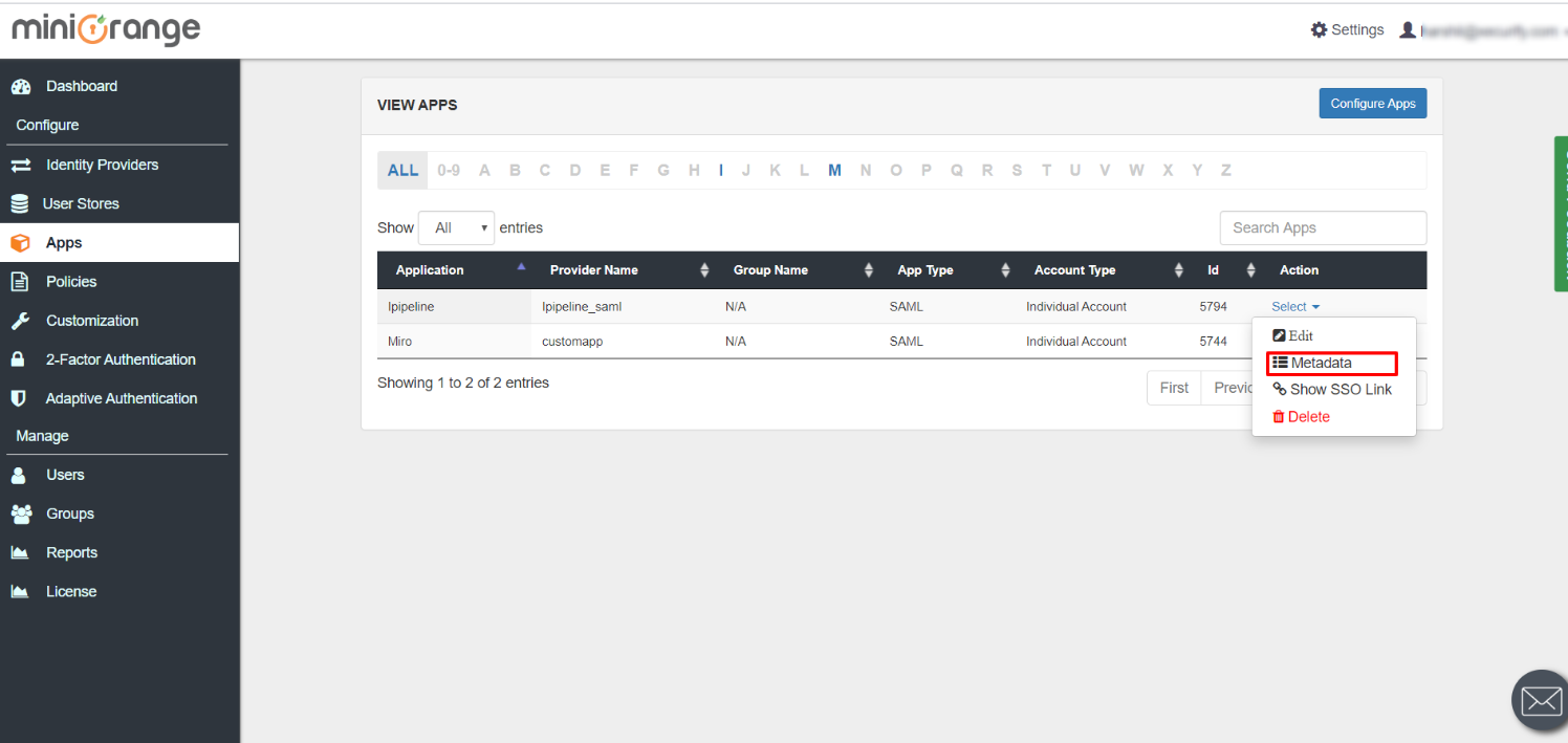 iPipeline Single Sign On (SSO) Metadata