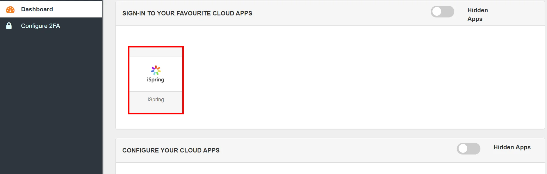 iSpring Single Sign-On (SSO) manage apps