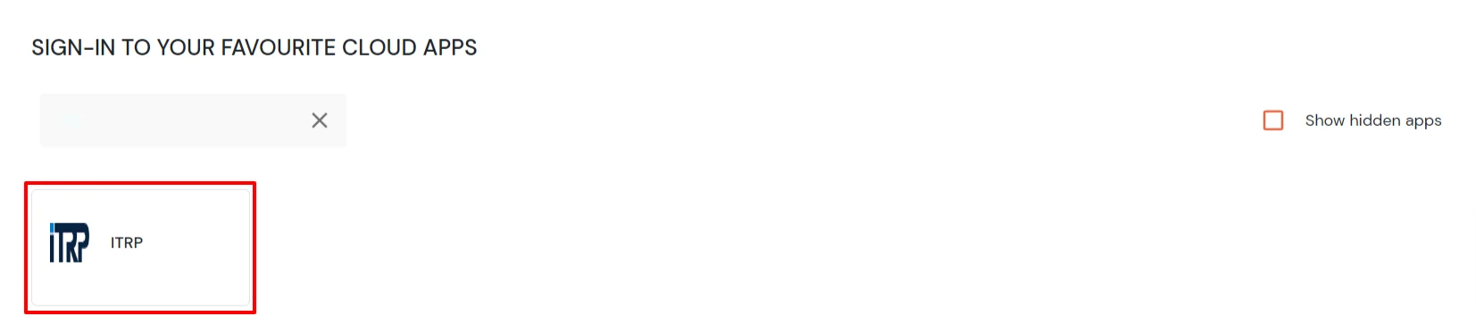 ITRP Single Sign-On (SSO) manage apps