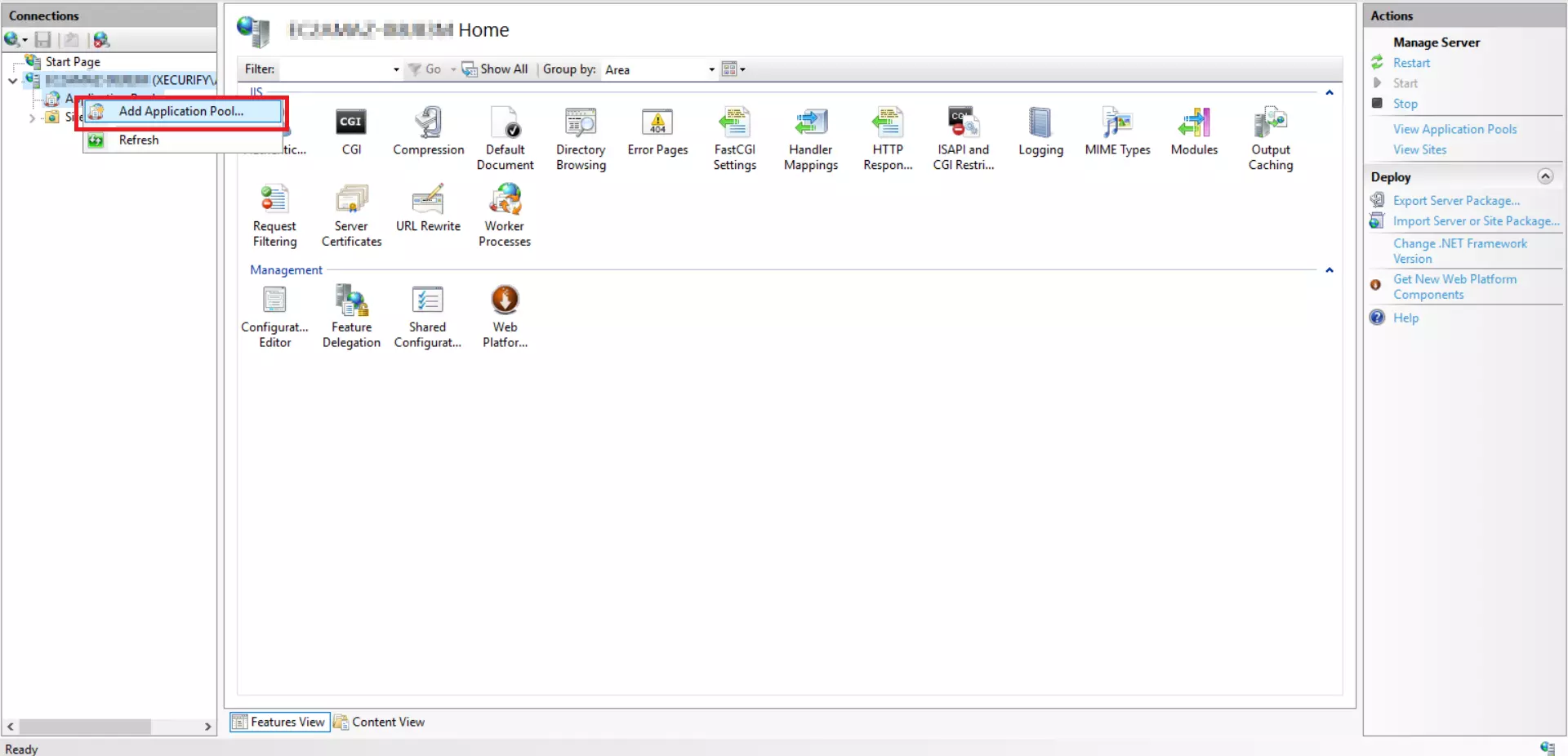 Integrated Windows Authentication: Add Application Pool