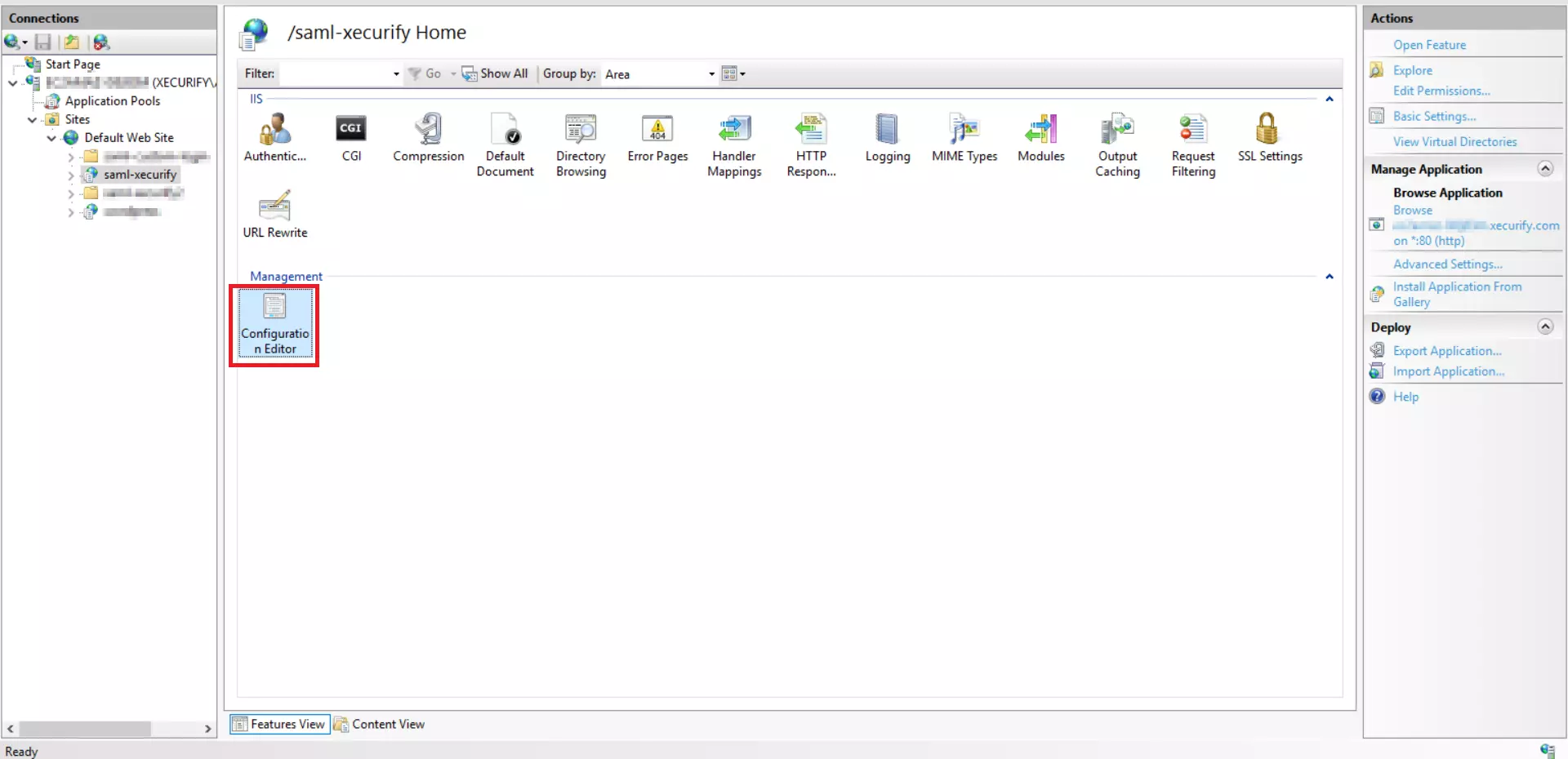 Integrated Windows Authentication: Application - Configuration Editor