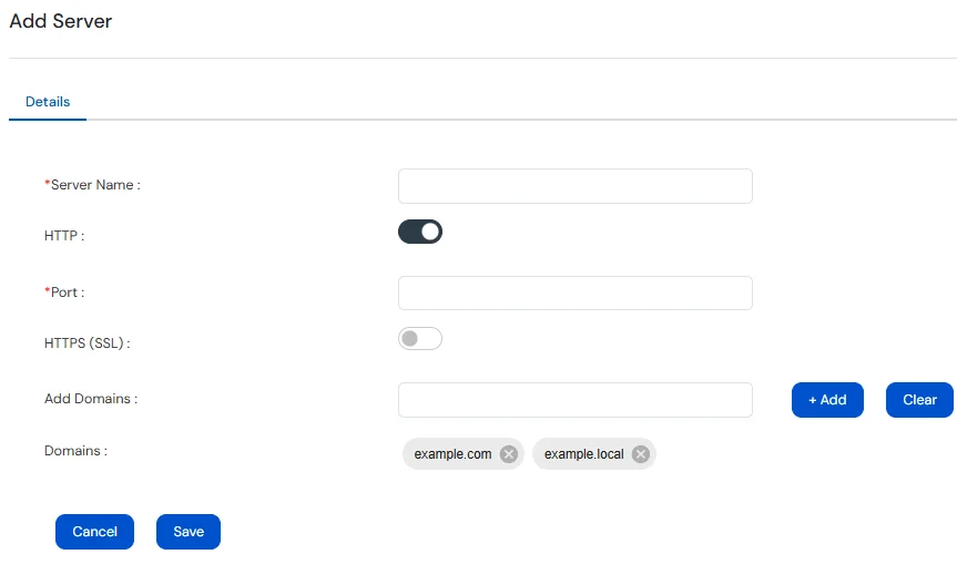 Setup miniOrange Access Gateway : Fill out Server details