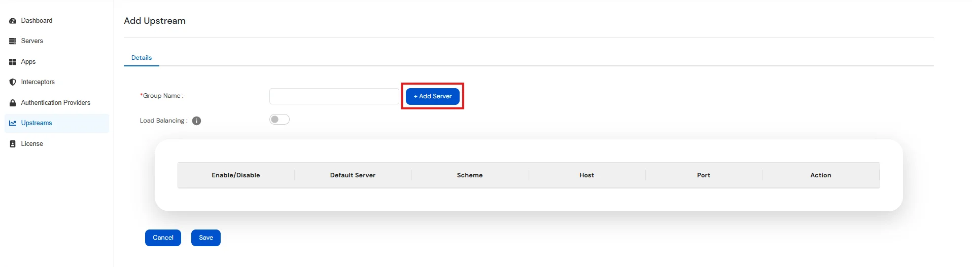 Setup miniOrange Access Gateway : Click Add Server