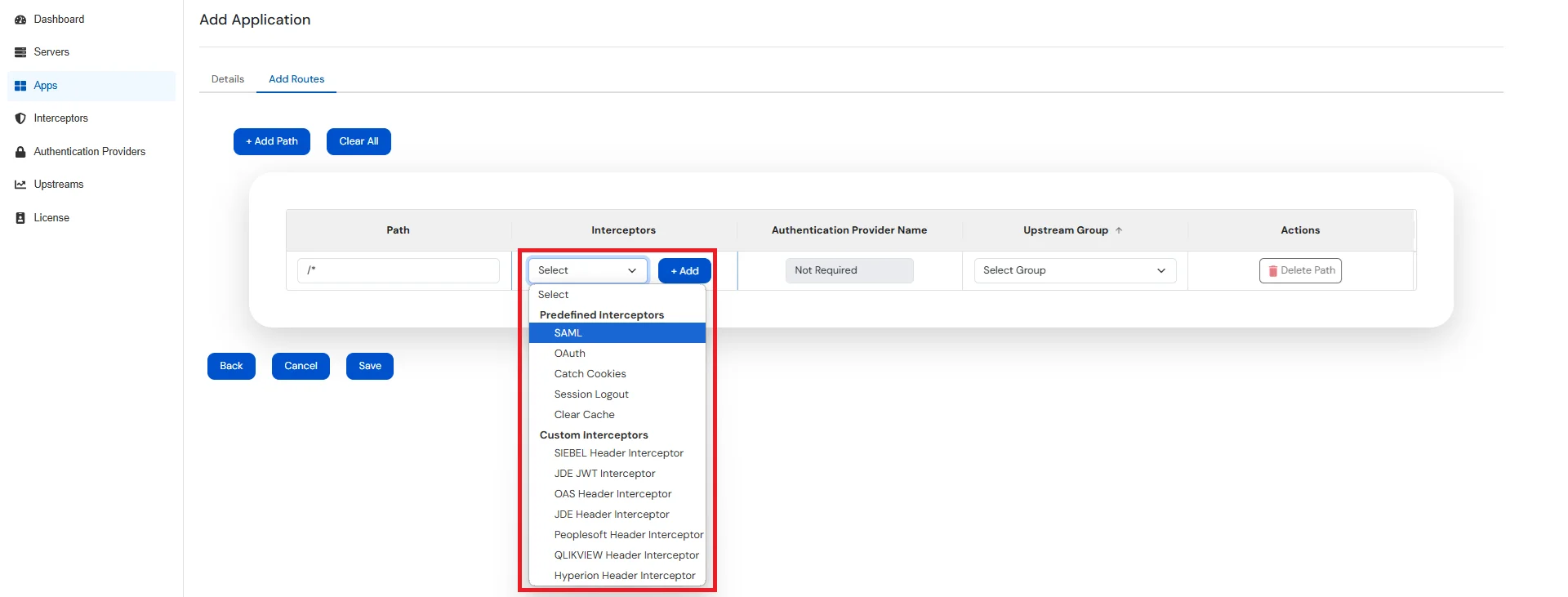 Setup miniOrange Access Gateway : Enter Route details