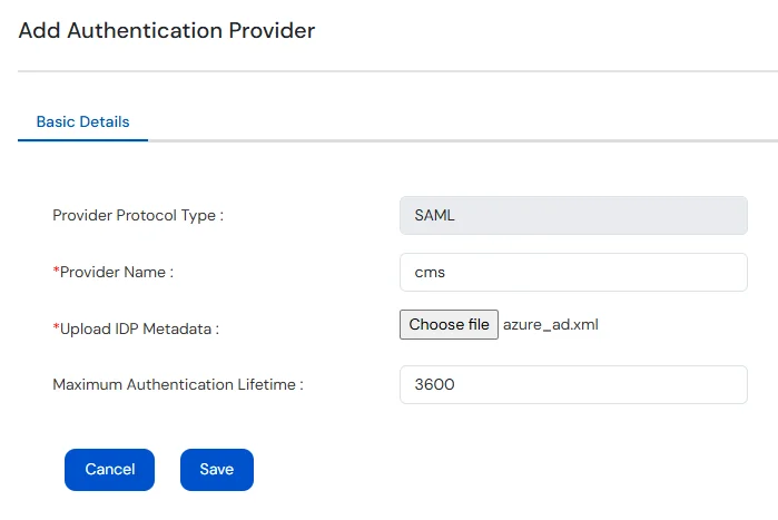 Setup miniOrange Access Gateway : Upload IDP Metadata, click Save