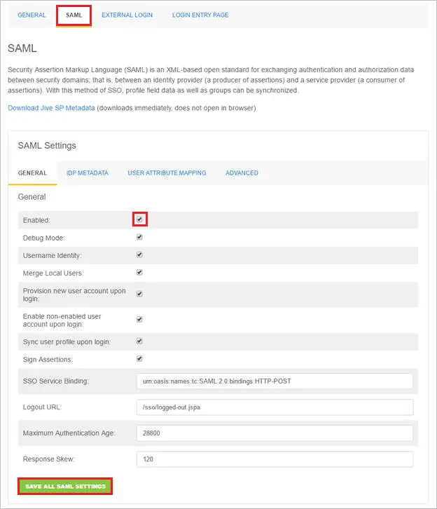 Jive Single Sign-On (SSO): Jive configuration