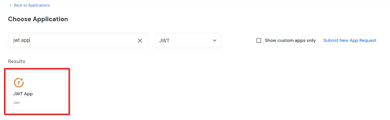 Configure JWT application: Search Weebly JWT application